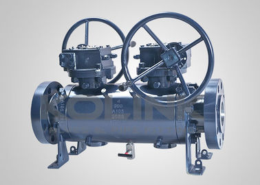 API 6D DBB Kogelkraan Dubbele Blok & Bloeding Gemonteerd op Flens, Trunnion